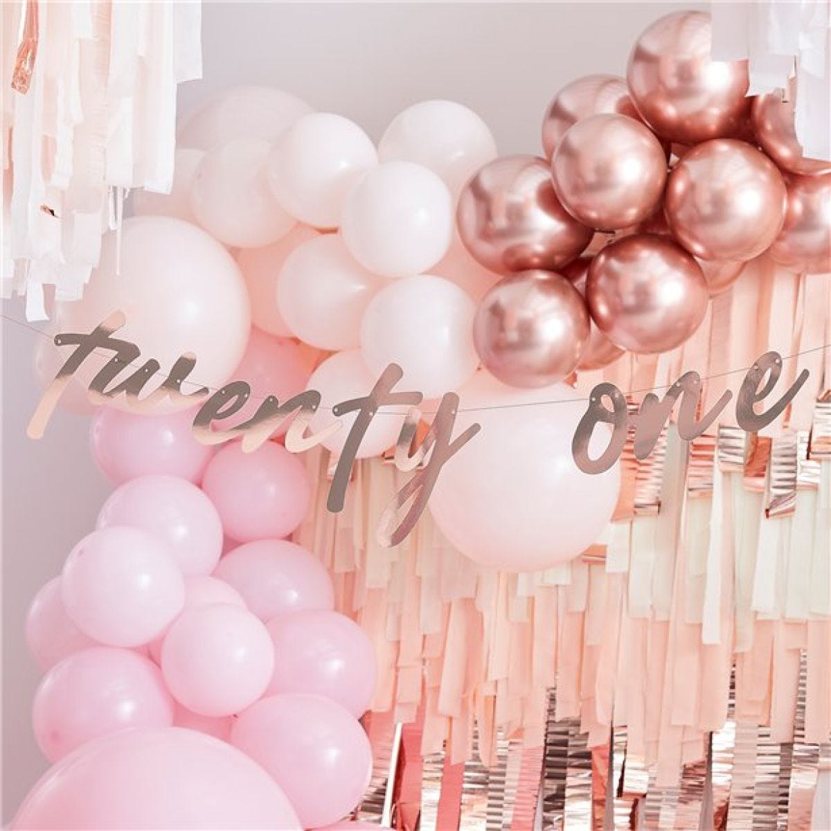 Mix It Up &apos;Twenty One&apos; Rose Gold Paper Banner - 1.7m