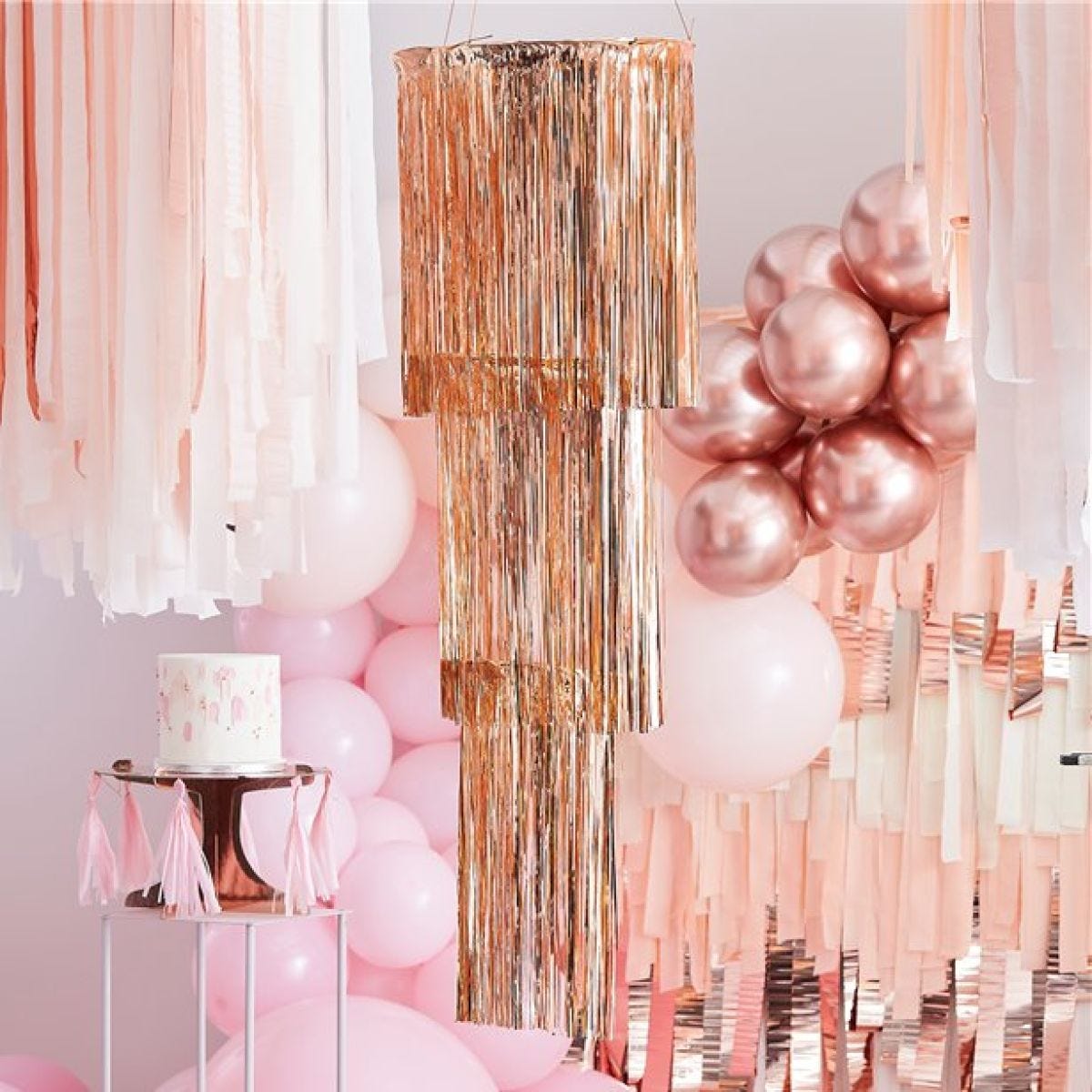 Mix It Up Rose Gold Foil Fringe Chandelier Decoration - 1.3m x 40cm