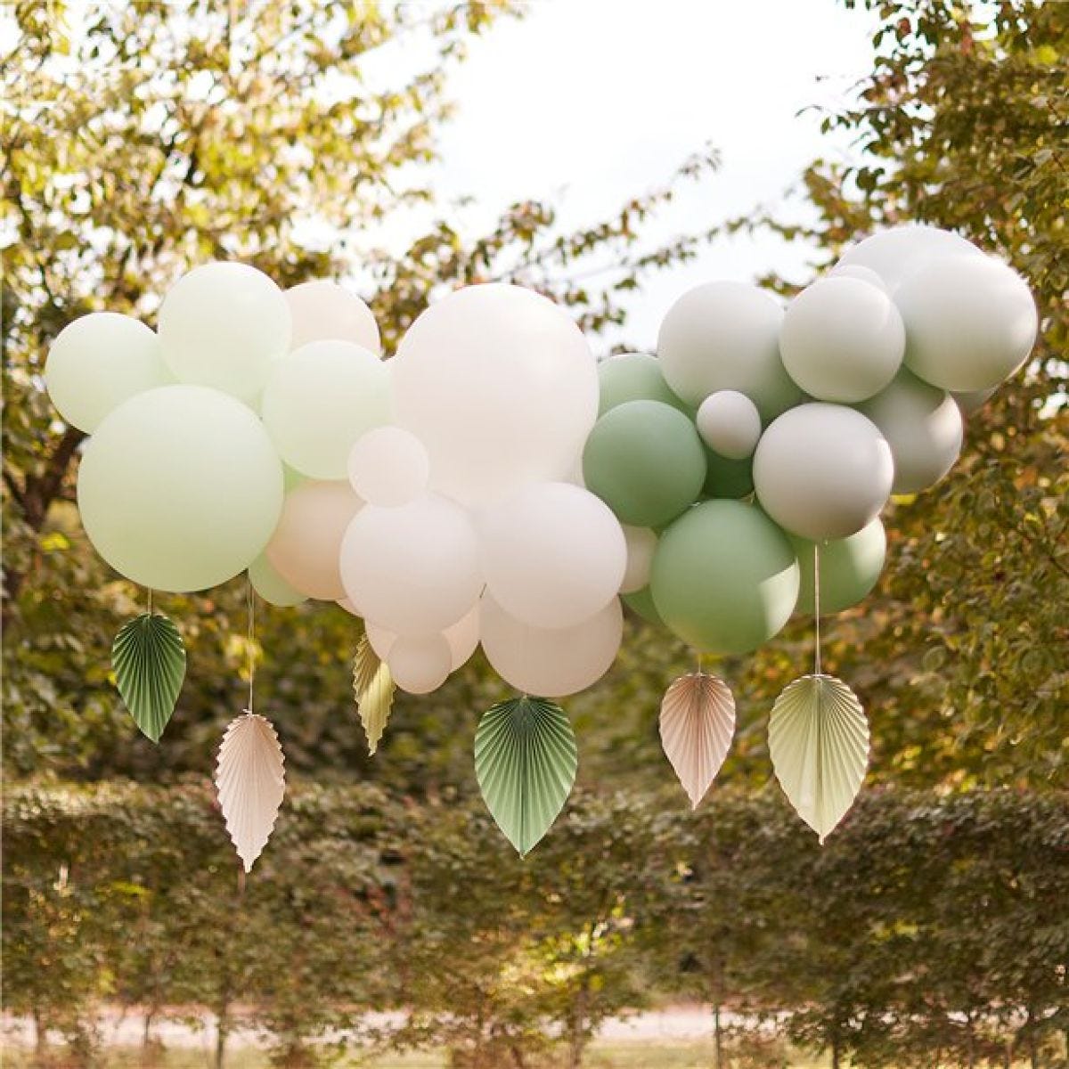 Mix It Up Mint Balloon Garland with Palm Spear Fans