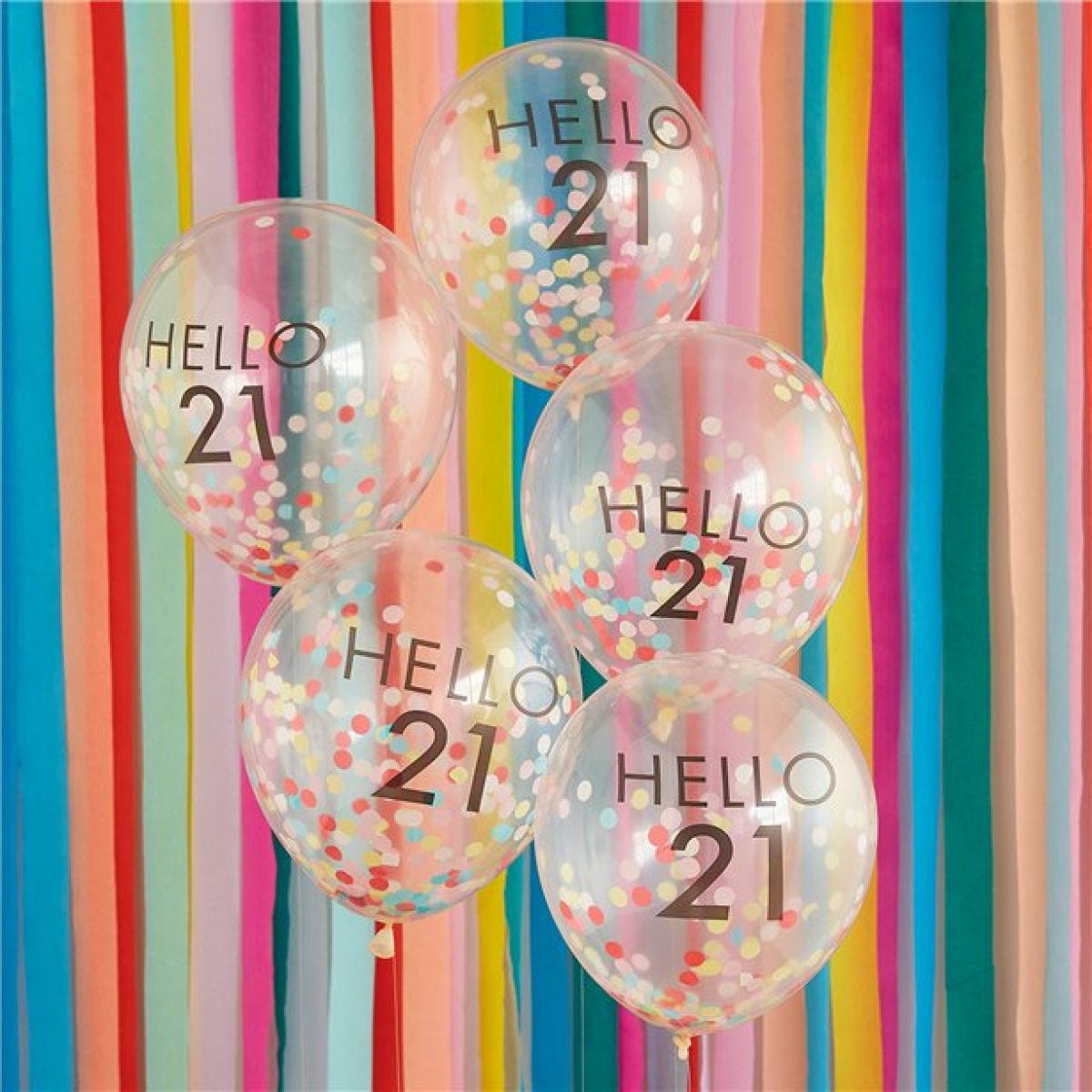 Hello 21 Mix It Up Brights Confetti Latex Balloons - 12"