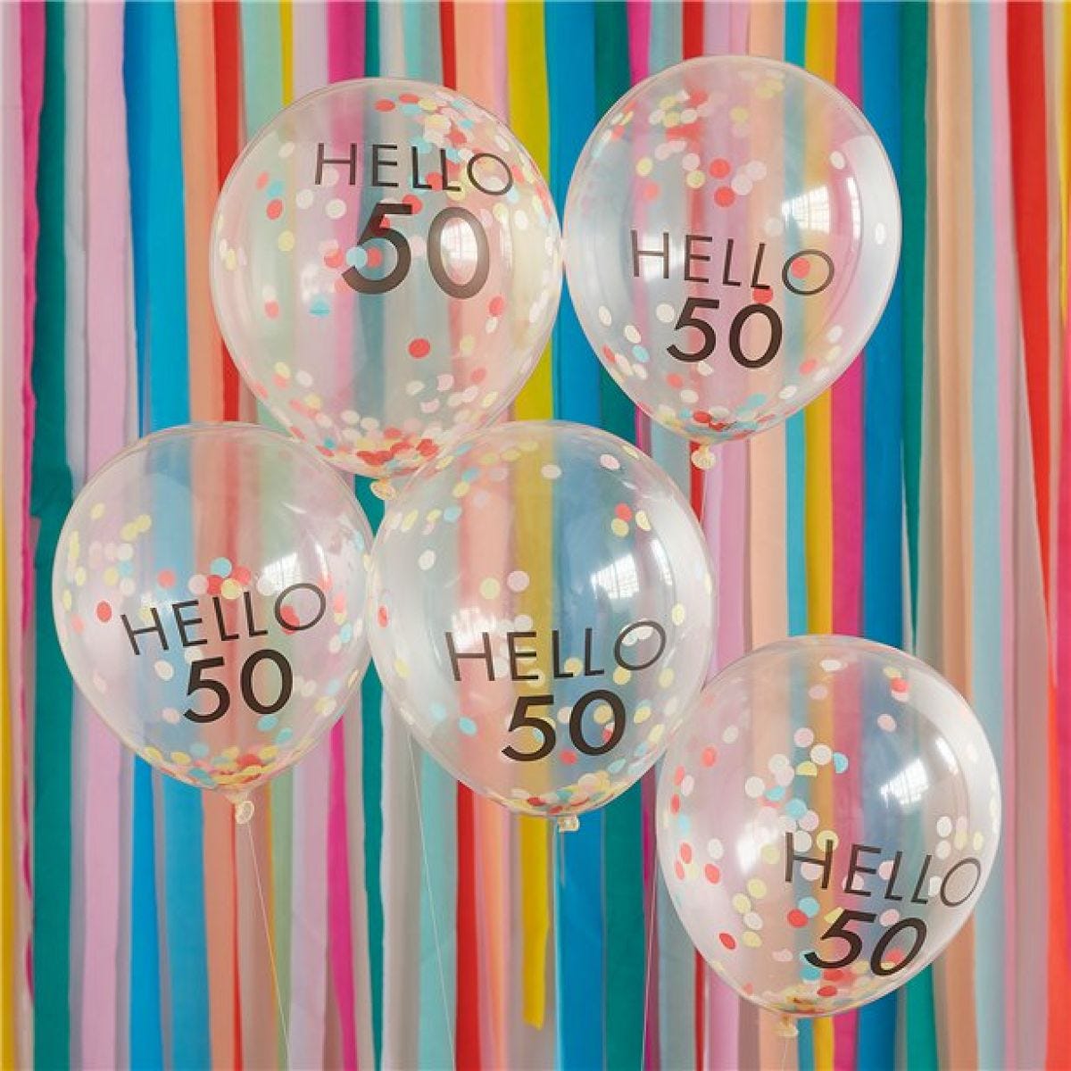 Hello 50 Mix It Up Brights Confetti Latex Balloons - 12"