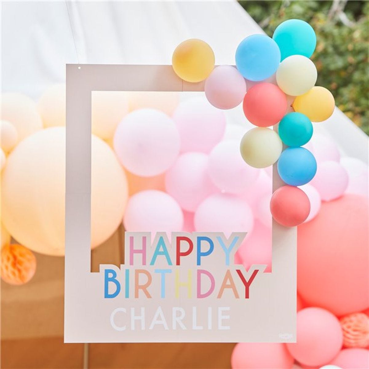 Mix It Up Brights Happy Birthday Balloon Photobooth Frame