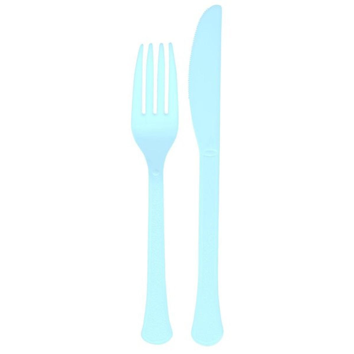 Baby Blue Reusable Plastic Cutlery Set - 24pk