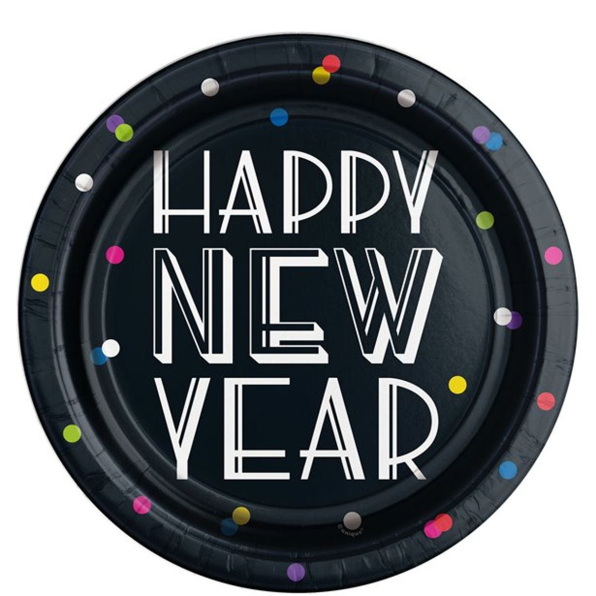 Neon Dots New Year Paper Plates - 23cm (8pk)