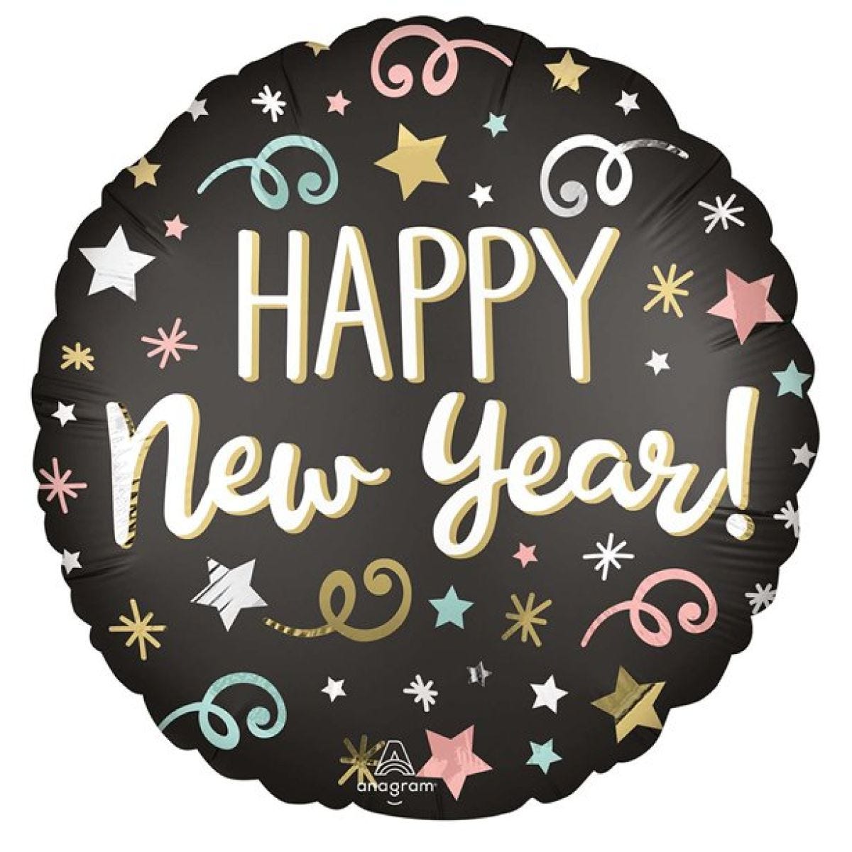 Happy New Year Confetti Print Balloon - 28" Foil