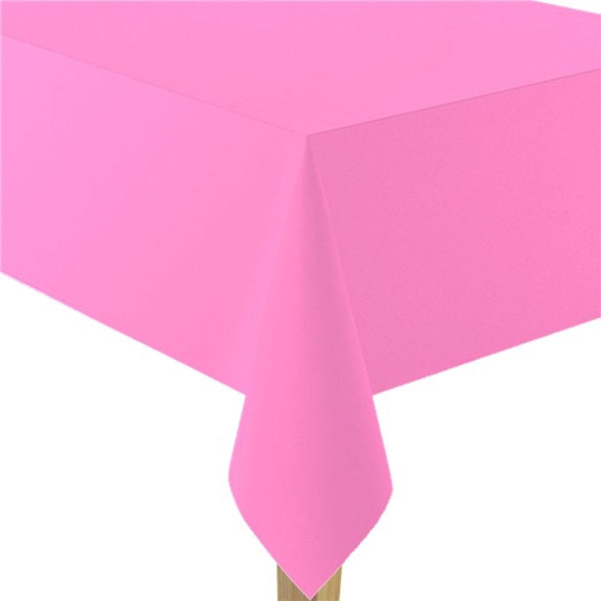 Bright Pink Plastic Tablecover - 274cm x 137cm