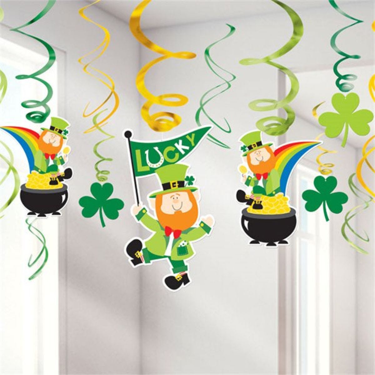 St Patrick&apos;s Day Hanging Swirls - 25cm (12pk)