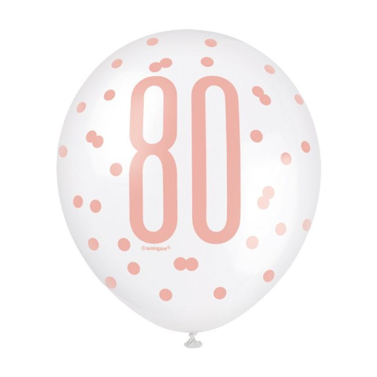 Rose Gold Glitz 80th Birthday Balloons - 12" Latex