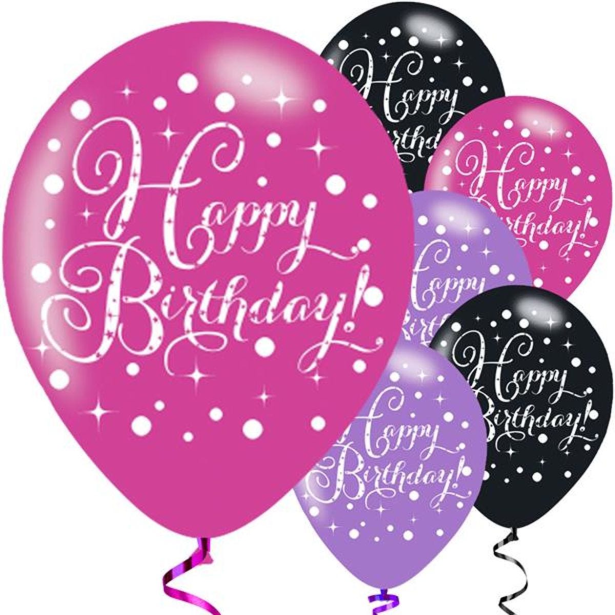 Happy Birthday Pink Mix Latex Balloons - 11" (6pk)