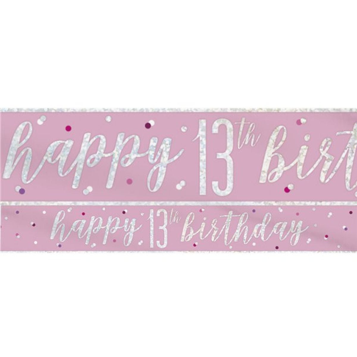 Pink &apos;Happy 13th Birthday&apos; Foil Banner - 2.75m