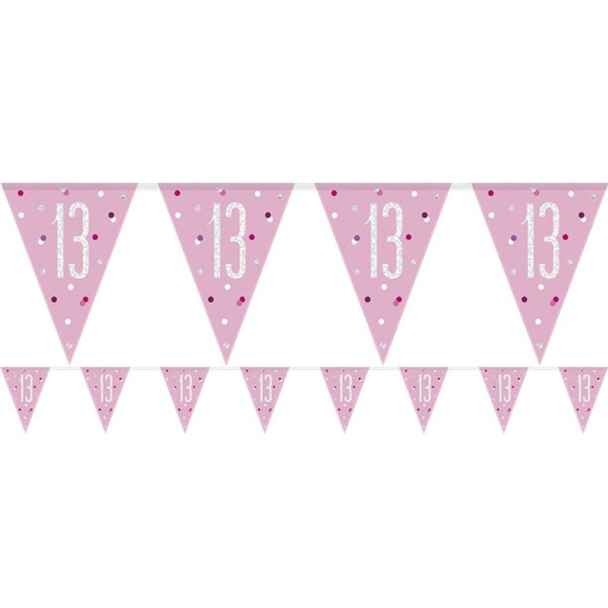 Pink 13th Birthday Plastic Bunting - 2.75m