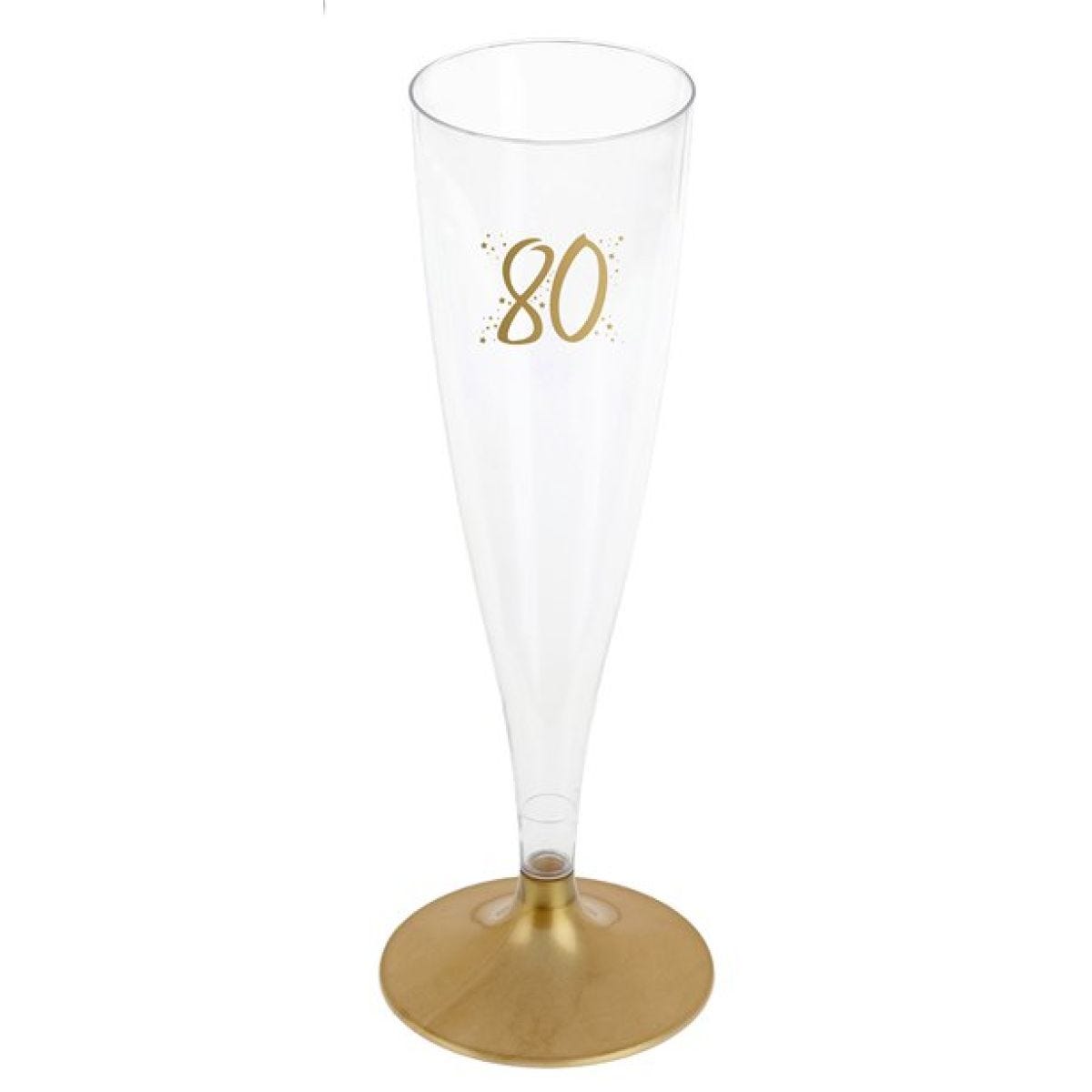 80th Gold Champagne Flutes - 140ml