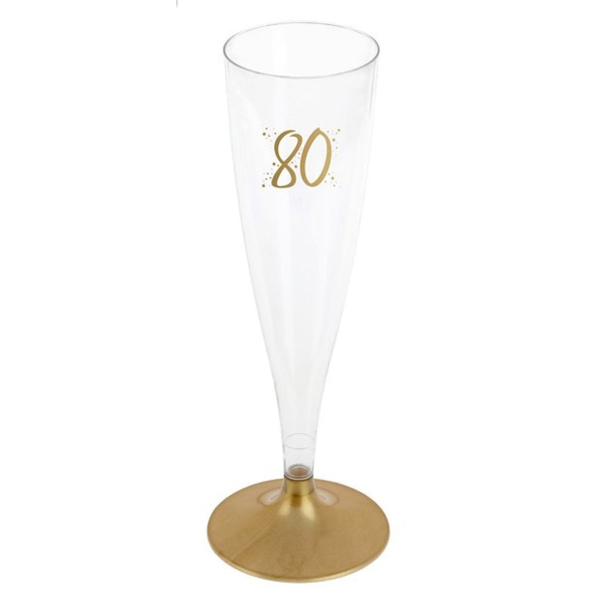 80th Gold Champagne Flutes - 140ml