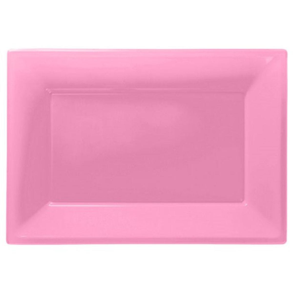 Baby Pink Plastic Serving Platters - 23cm x 32cm (3pk)