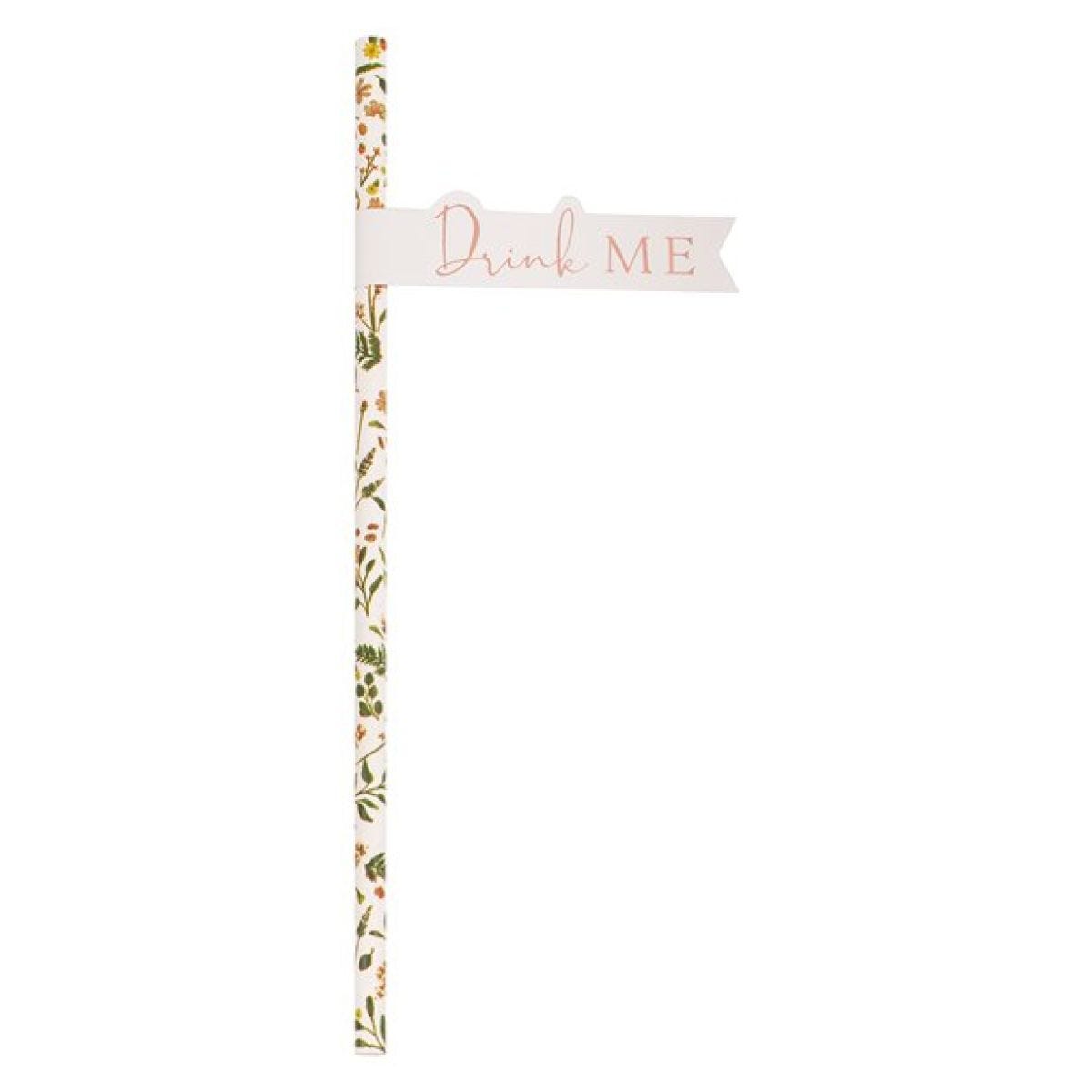 Rose Gold Floral Straws (20pk)