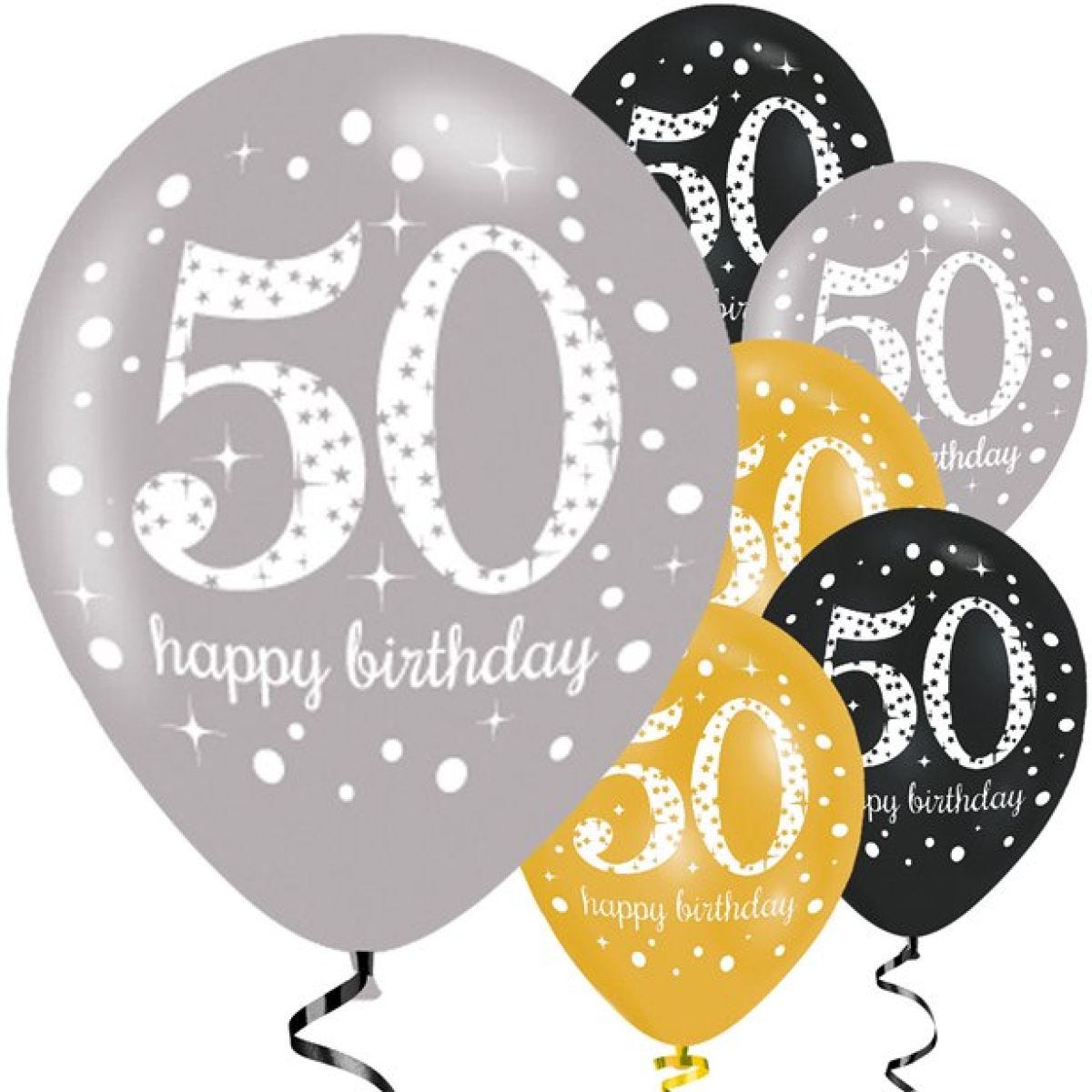 Sparkling Celebration 50th Birthday Balloons - 11" Latex