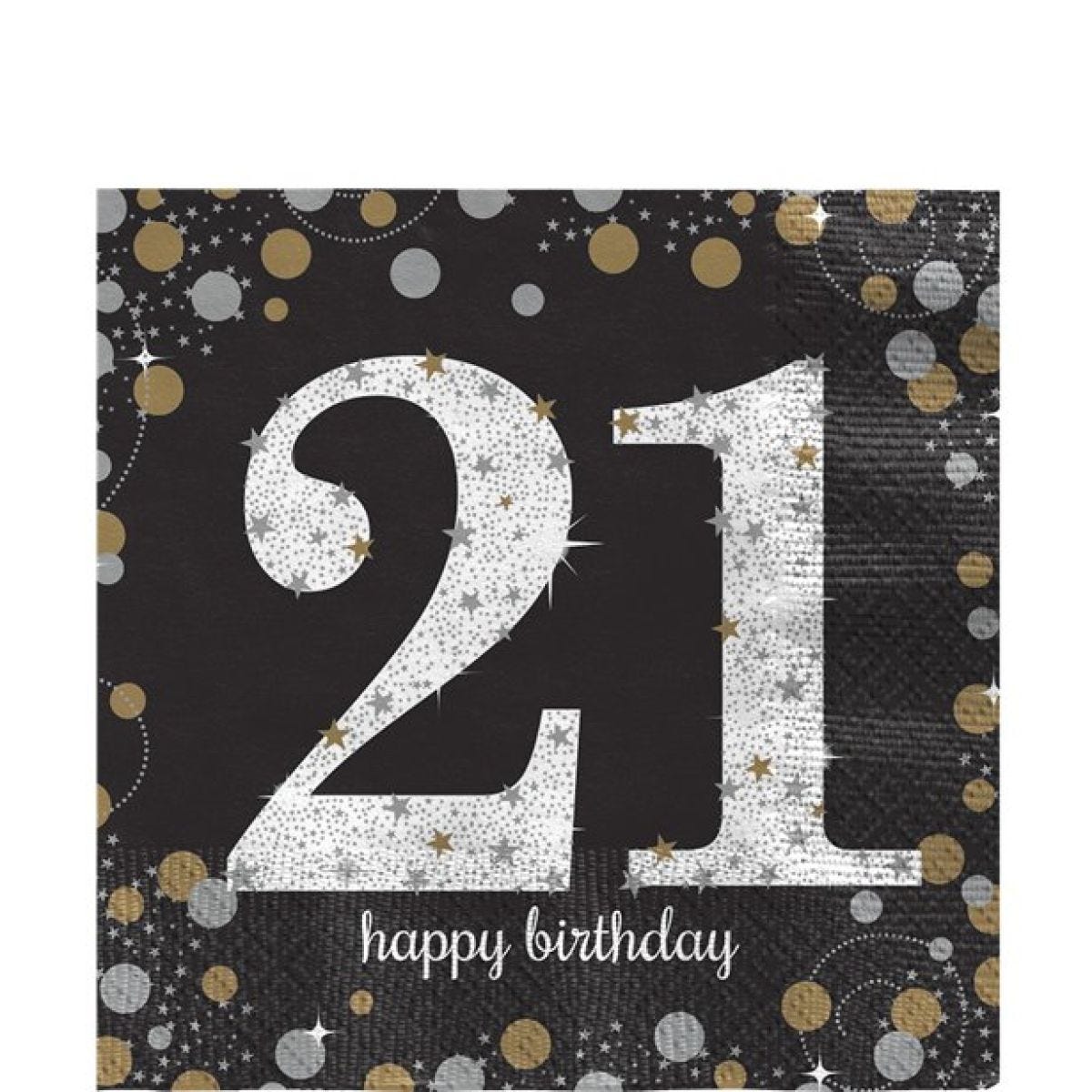 Sparkling Celebration 21st Birthday 2ply Paper Napkins - 33cm