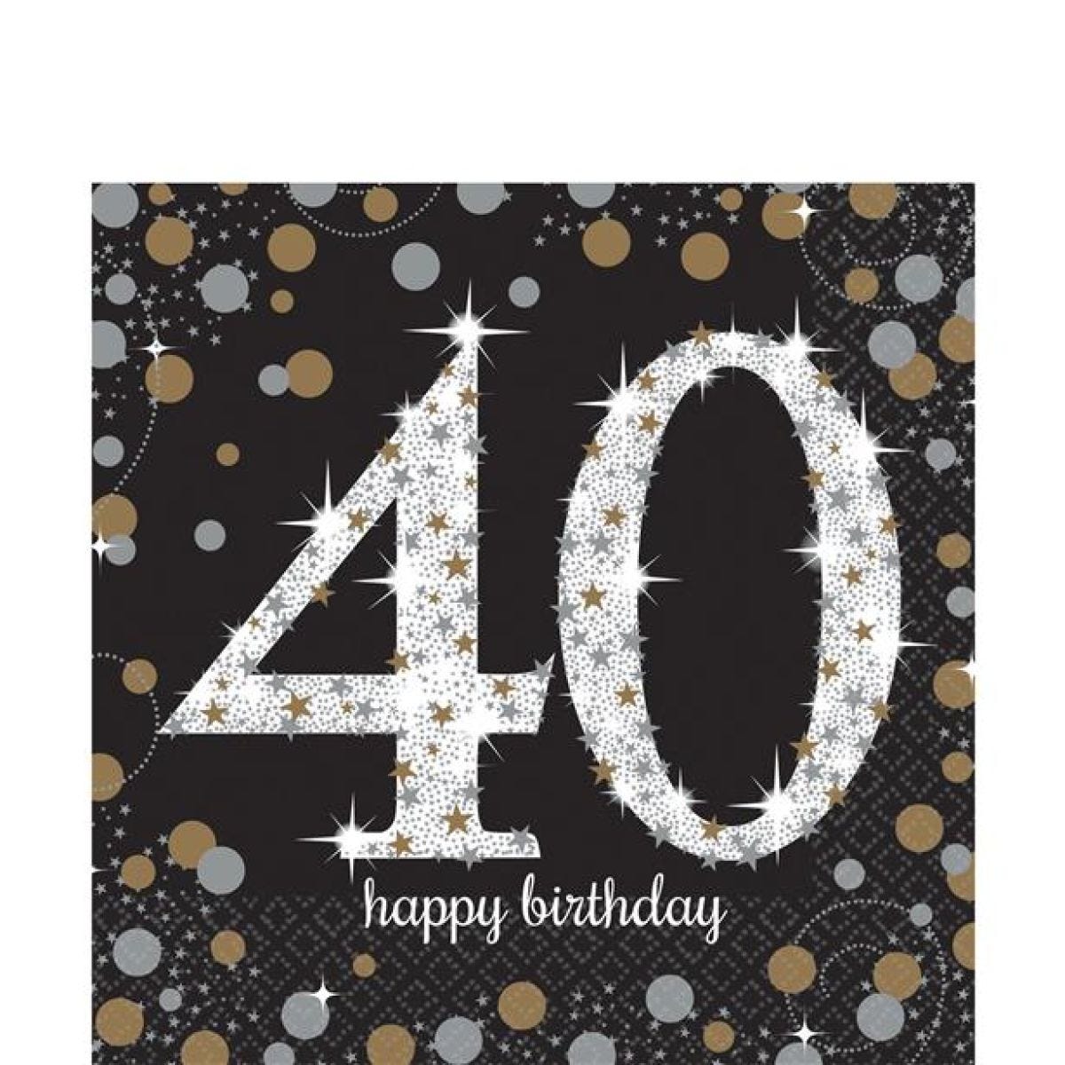 Sparkling Celebration 40th Birthday 2ply Paper Napkins - 33cm