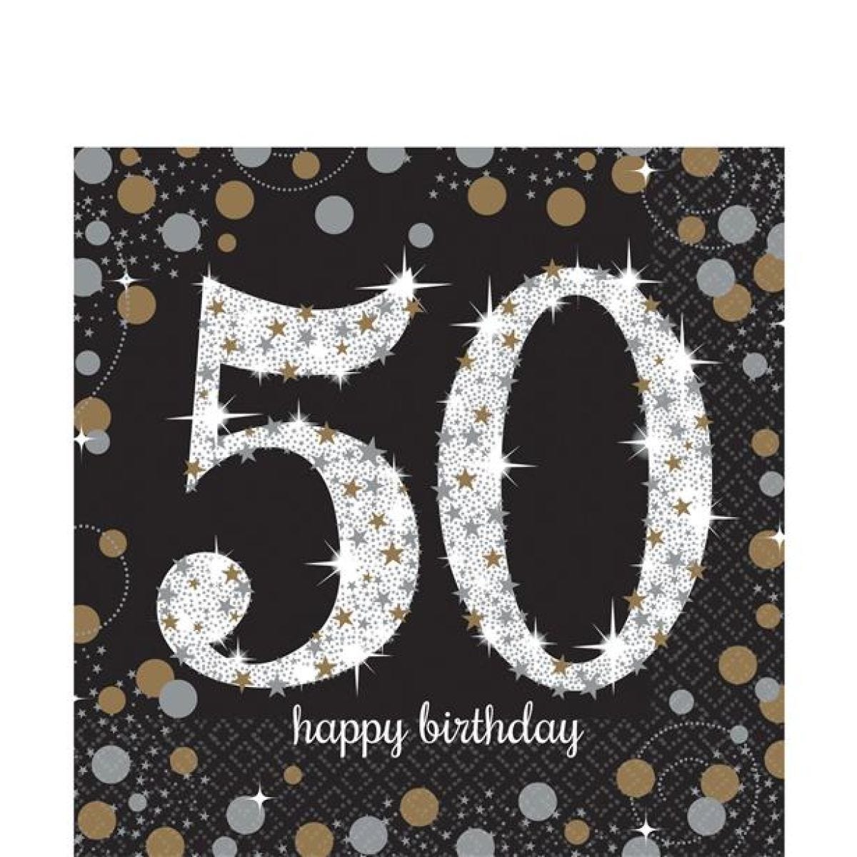 Sparkling Celebration 50th Birthday 2ply Paper Napkins - 33cm