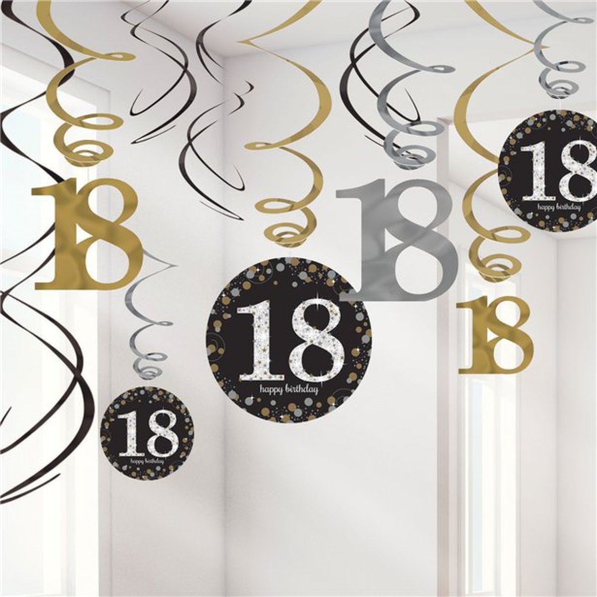 Sparkling Celebration 18th Birthday Hanging Swirls - 45cm