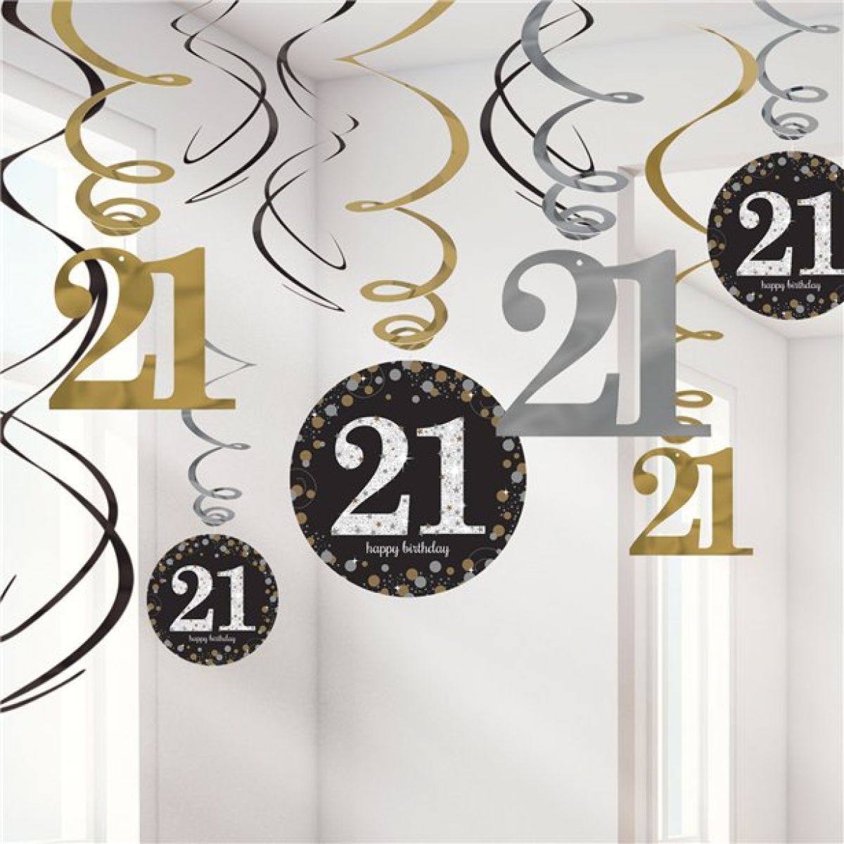 Sparkling Celebration 21st Birthday Hanging Swirls - 45cm