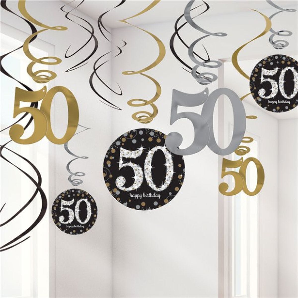 Sparkling Celebration 50th Birthday Hanging Swirls - 45cm