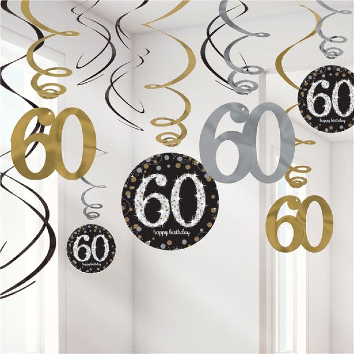 Sparkling Celebration 60th Birthday Hanging Swirls - 45cm