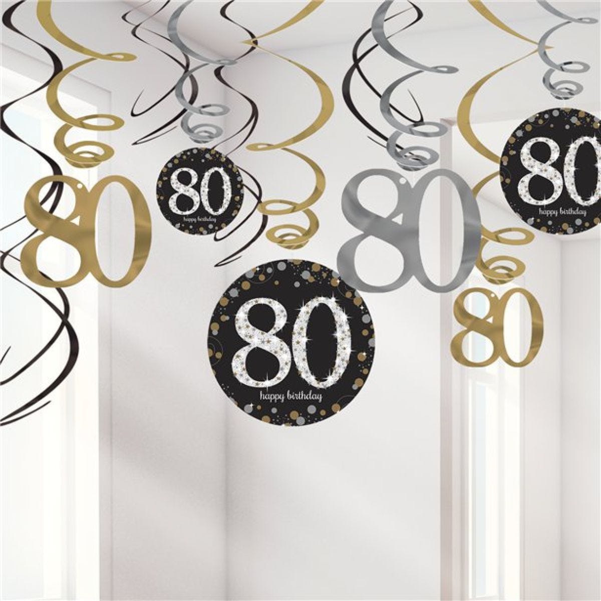 Sparkling Celebration 80th Birthday Hanging Swirls - 45cm