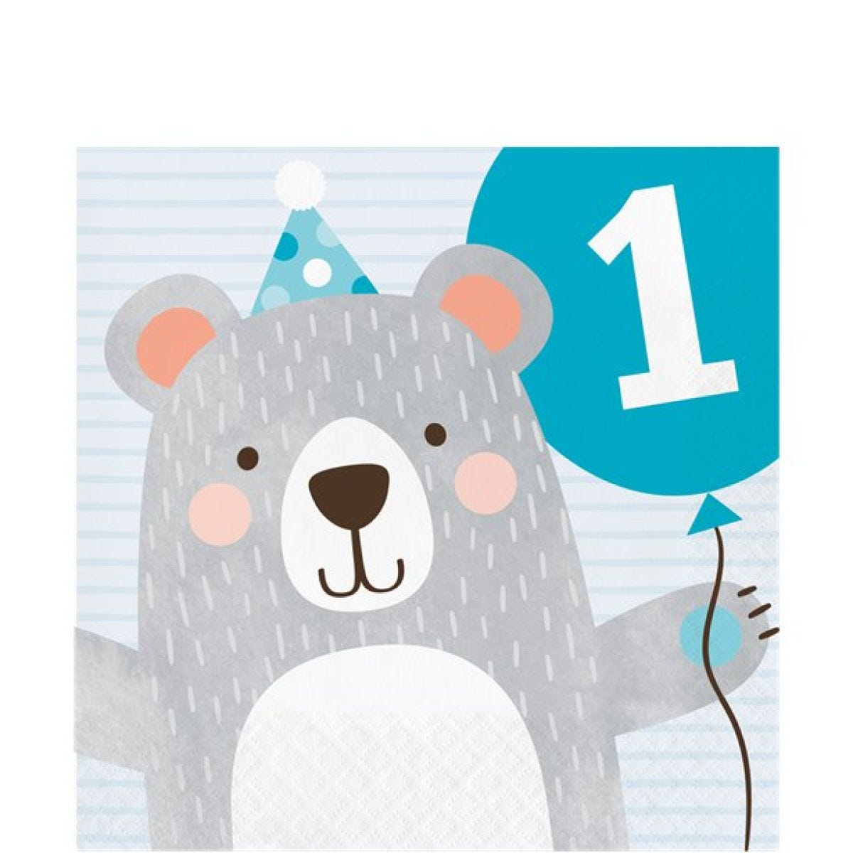Birthday Bear 1st Birthday Paper Napkins - 33cm