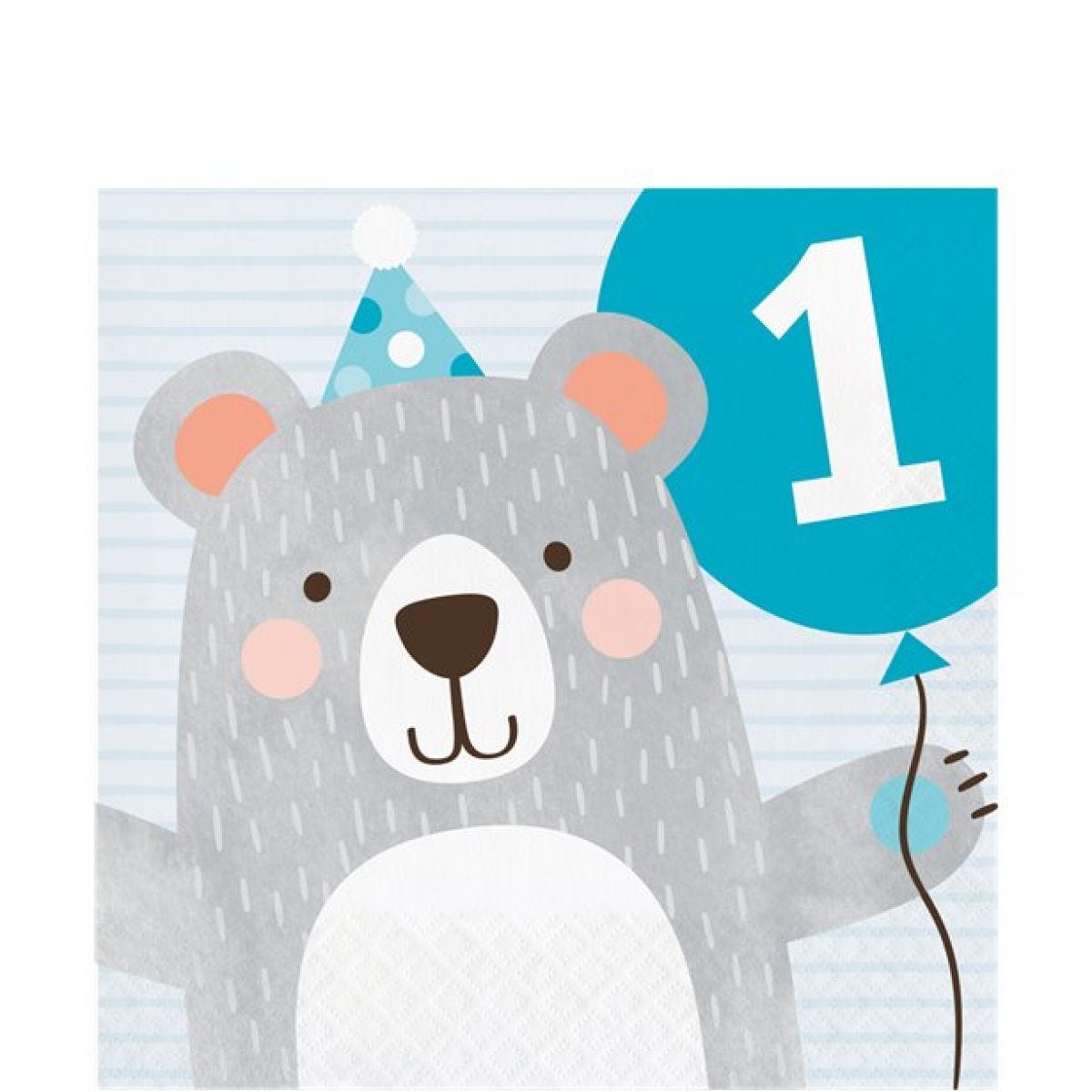 Birthday Bear 1st Birthday Paper Napkins - 33cm