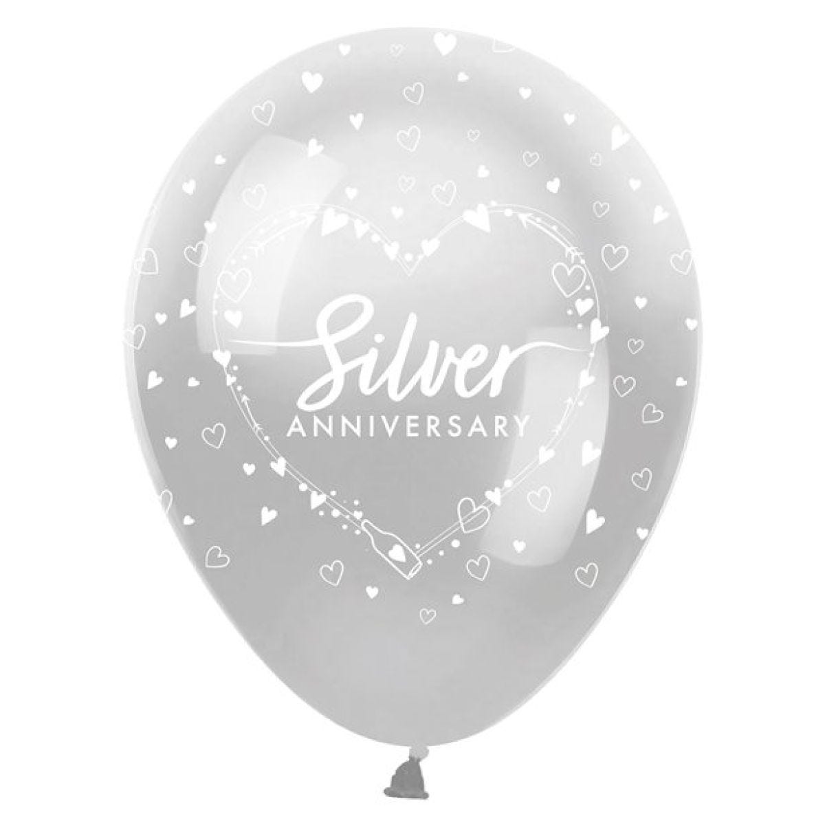 25th Silver Wedding Anniversary Balloons - 12" Latex