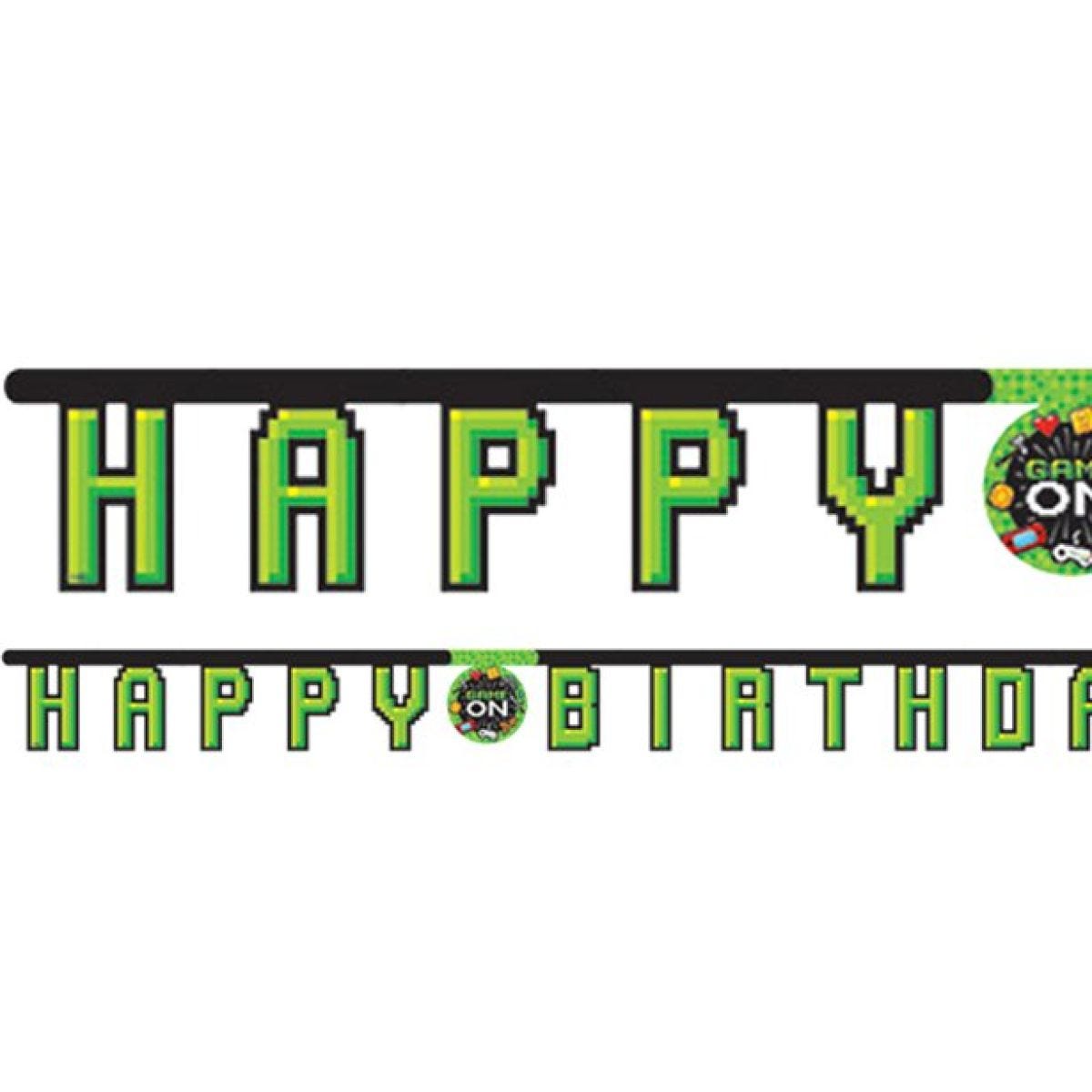 Game On &apos;Happy Birthday&apos; Paper Banner - 2.18m