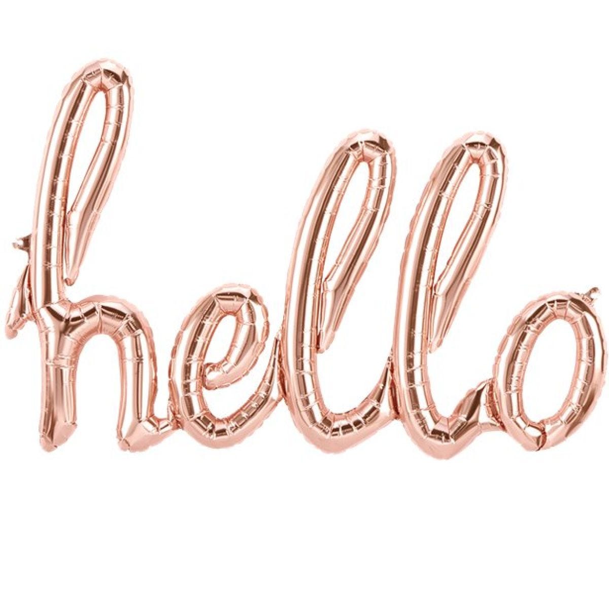 Hello Rose Gold Script Phrase Balloon - 47" Foil