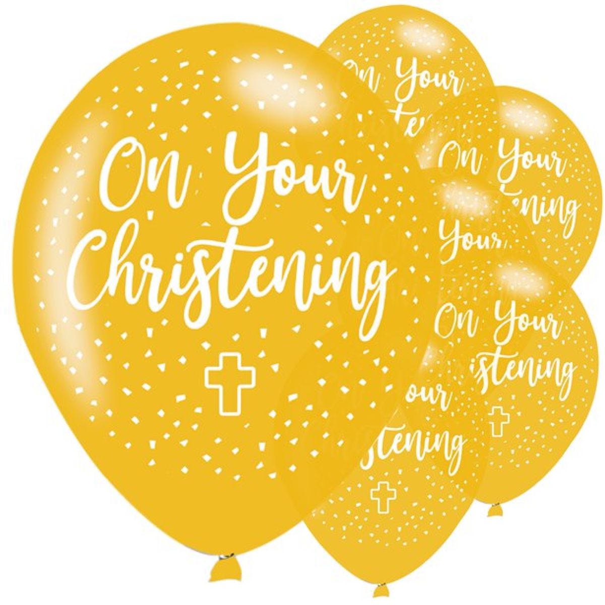 Christening Gold Latex Balloons - 11"