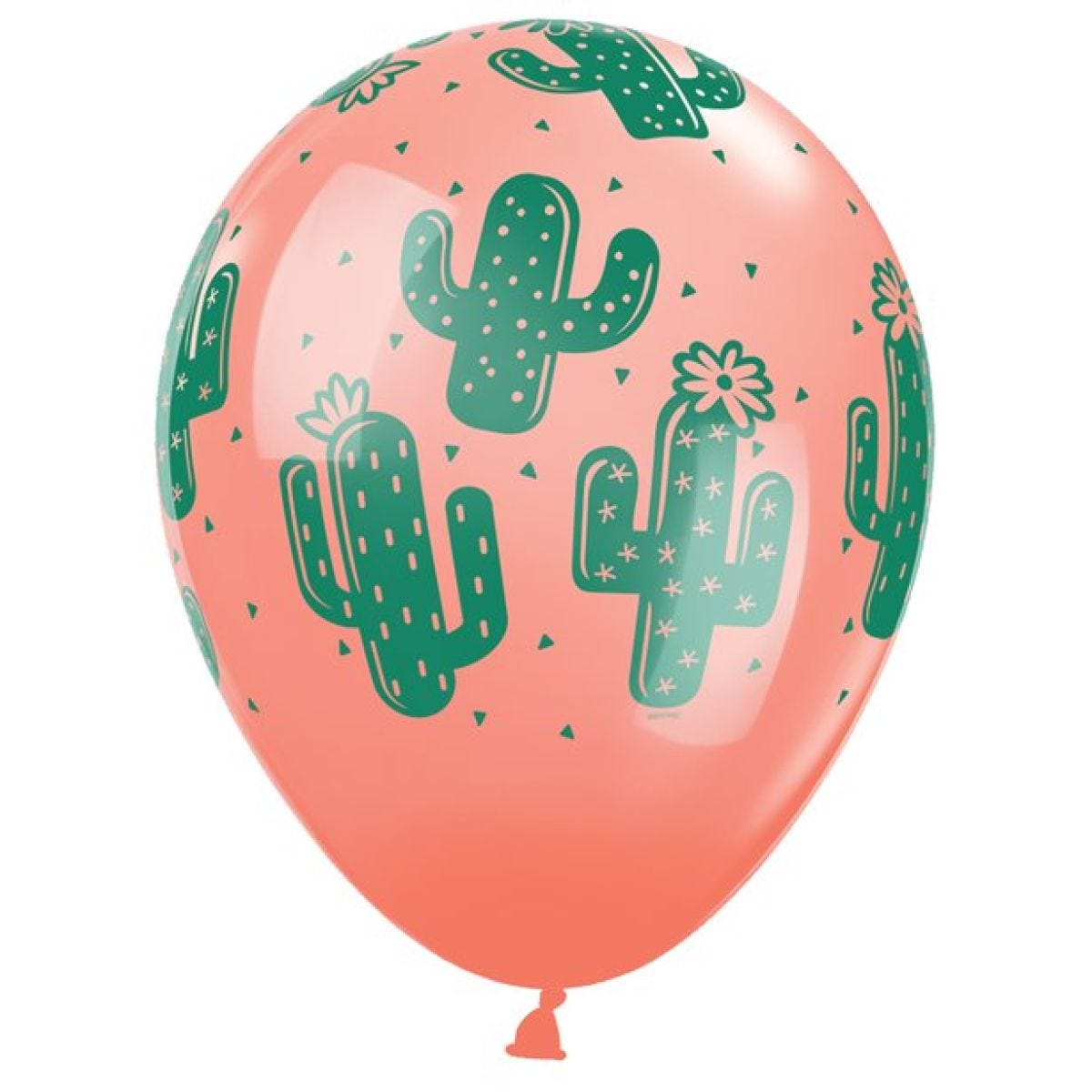 Cactus Balloons - White, Coral & Lime Green - 11" Latex (25pk)