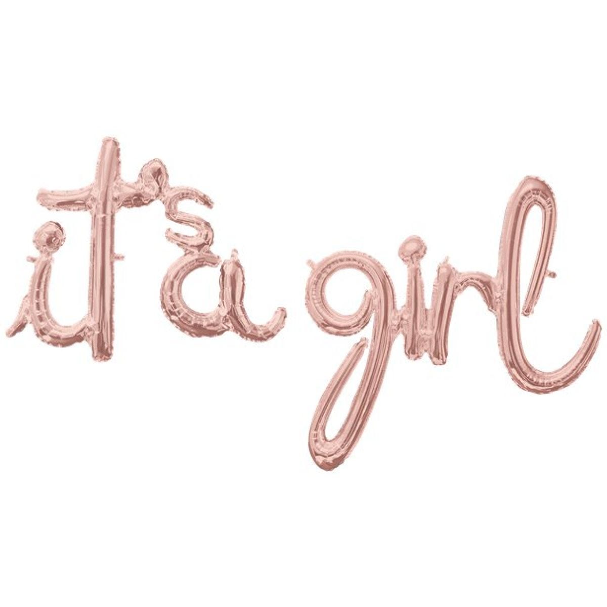 Rose Gold It&apos;s A Girl Phrase Balloon - 56" Foil