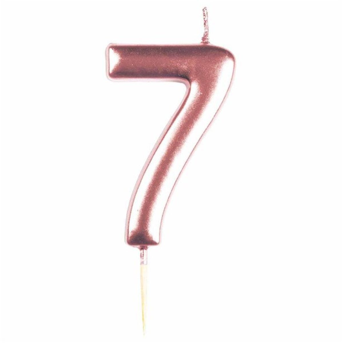 Number 7 Rose Gold Candle