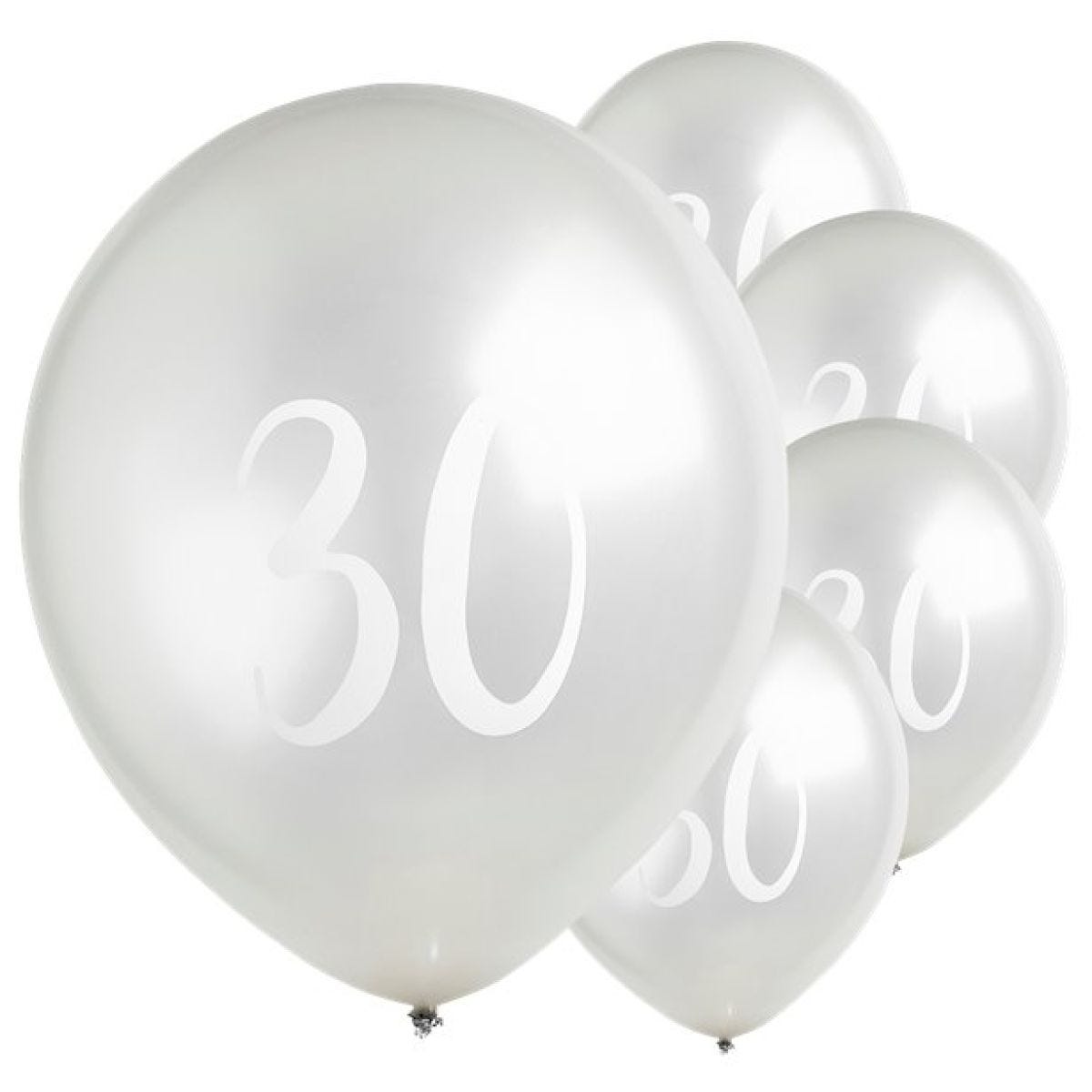 Silver 30th Milestone Balloons - 12" Latex