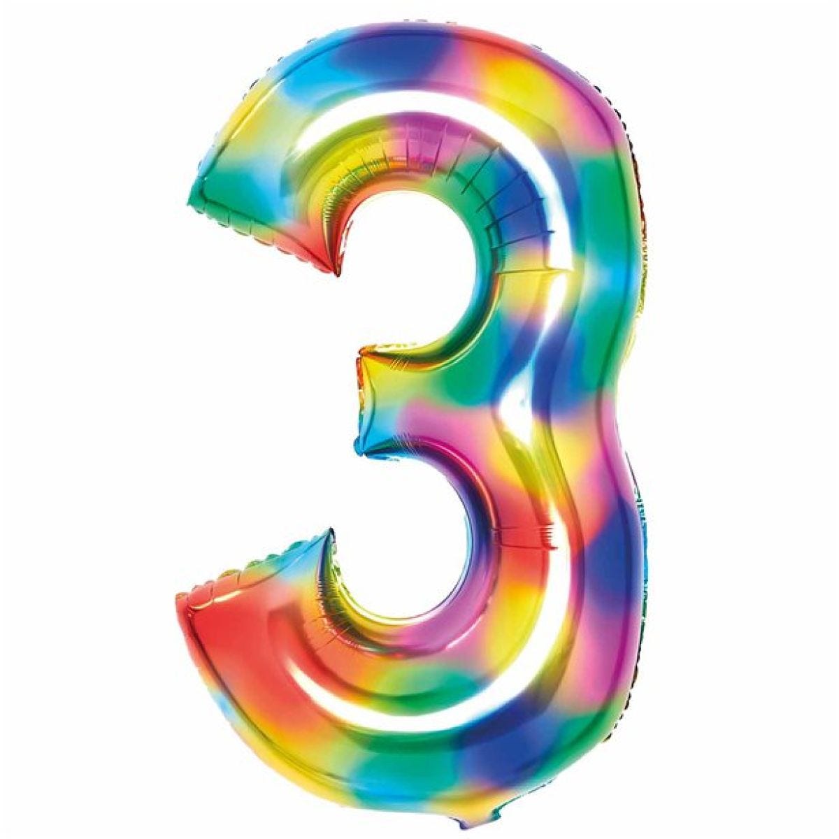 Number 3 Rainbow Foil Balloon - 34"