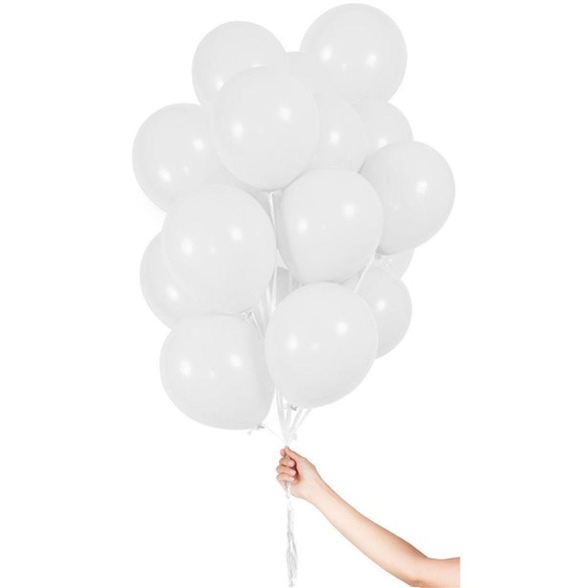 White Balloons with Ribbon - 9" Latex