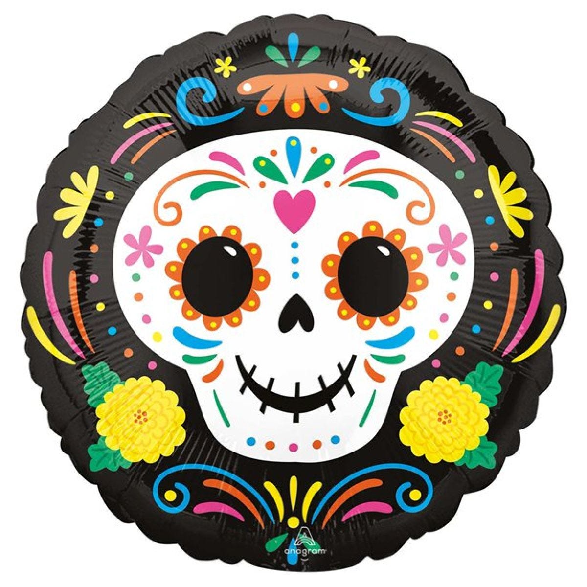 Day of the Dead Skull Balloon - 18" Foil