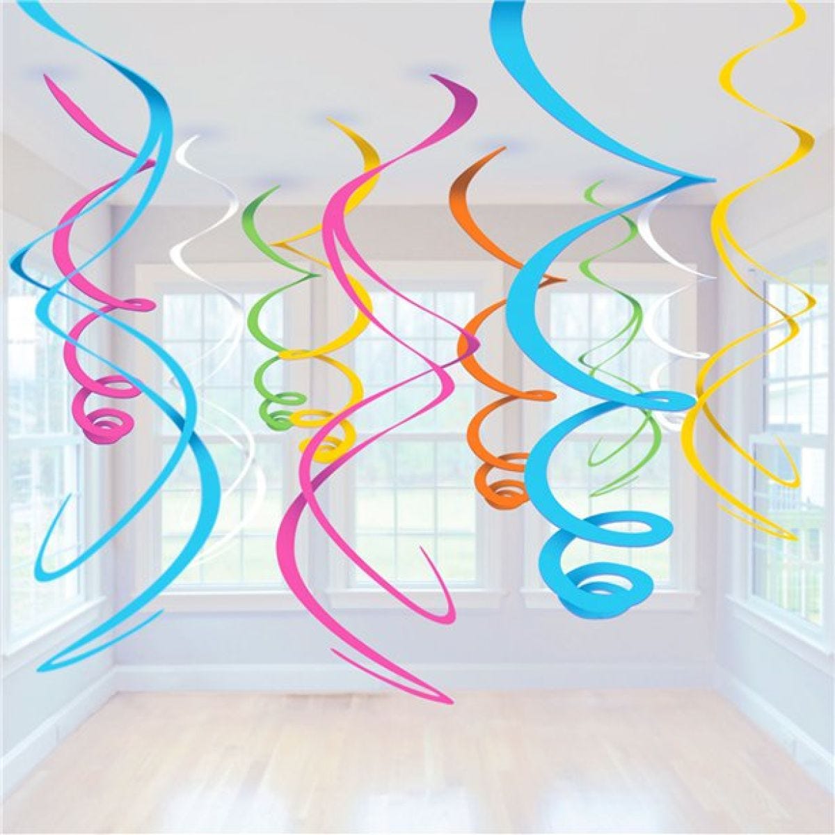 Multicoloured Hanging Swirls Decoration - 55cm