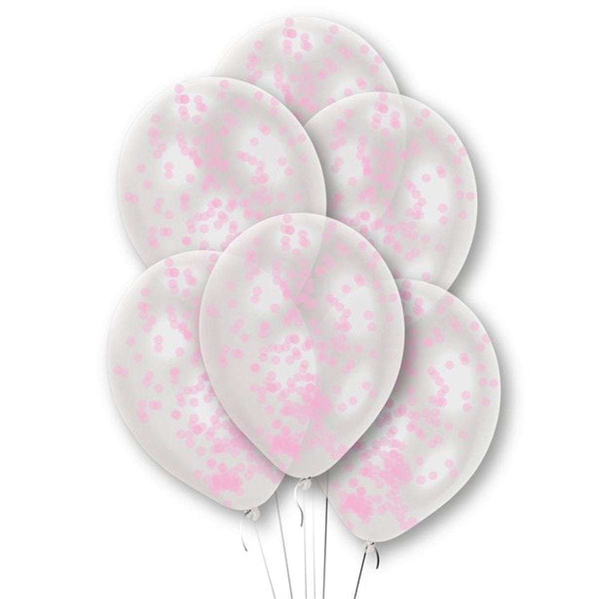 Pink Confetti Clear Latex Balloons - 11"