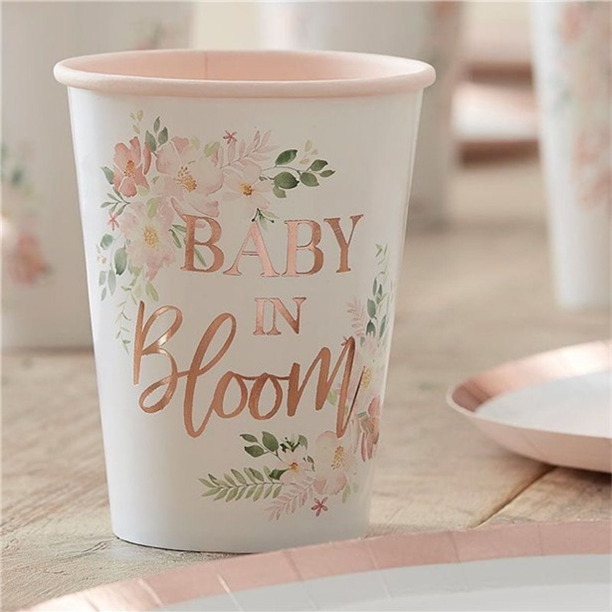 Baby In Bloom Floral Paper Cups - 256ml