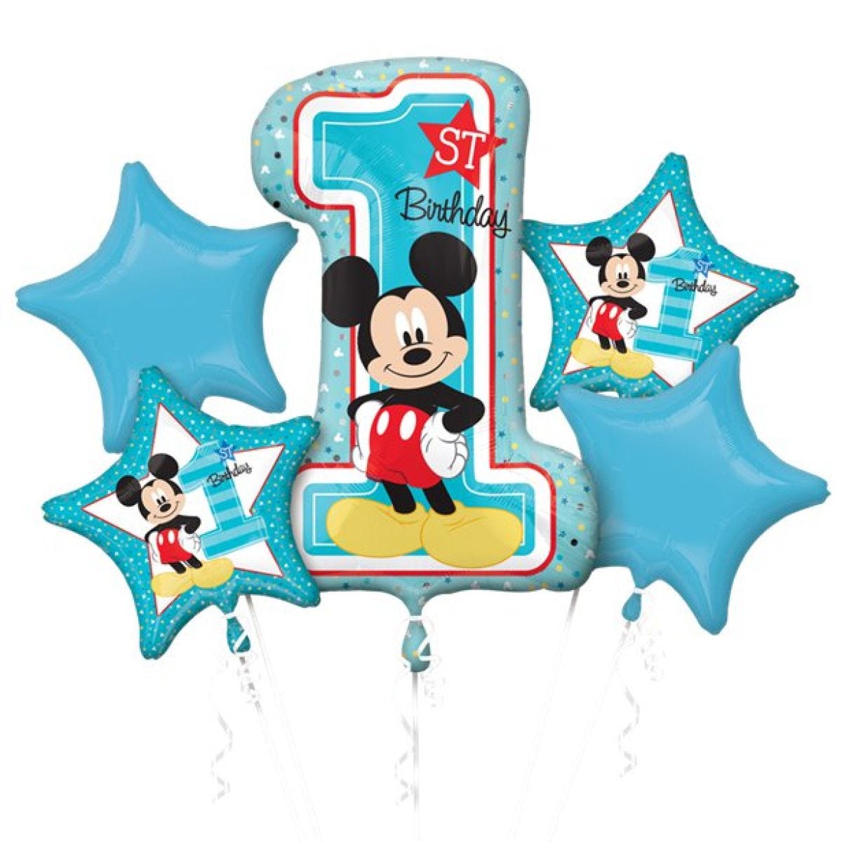 Mickey Mouse 1st Birthday Balloon Bouquet - Assorted Foil