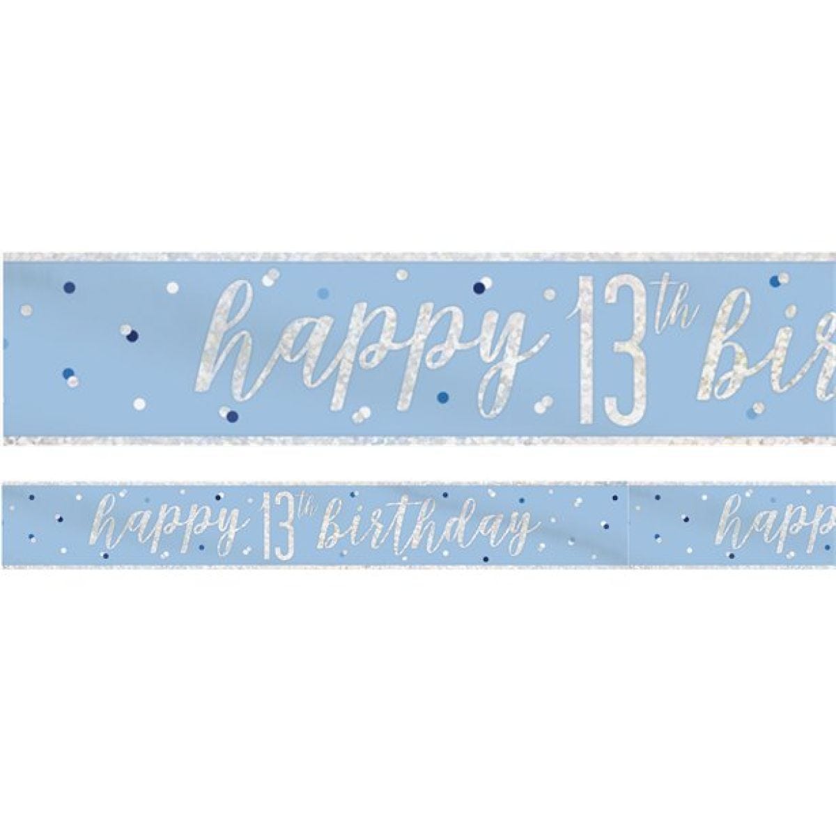 Blue &apos;Happy 13th Birthday&apos; Plastic Banner - 2.75m