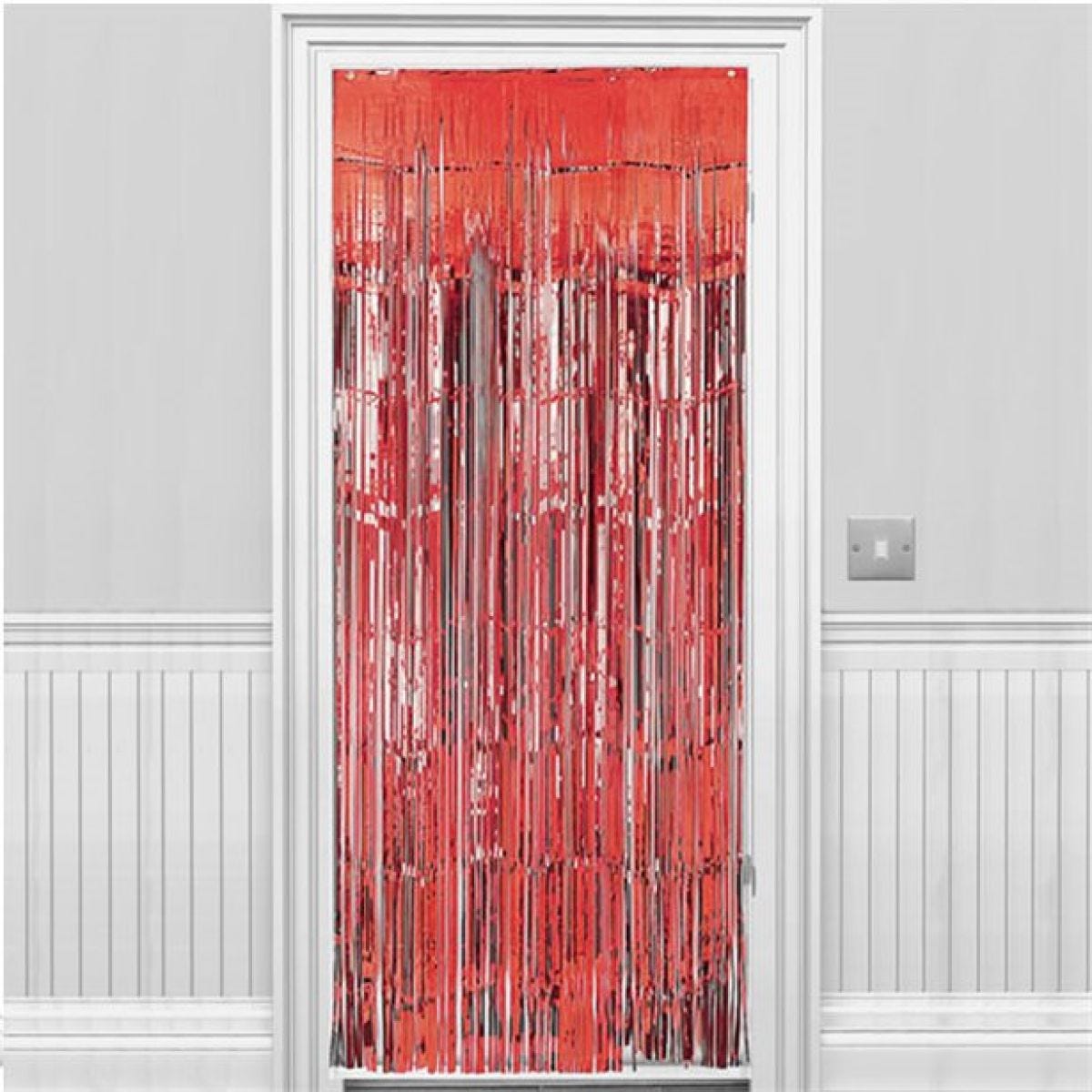 Red Foil Door Curtain - 2.4m x 92cm