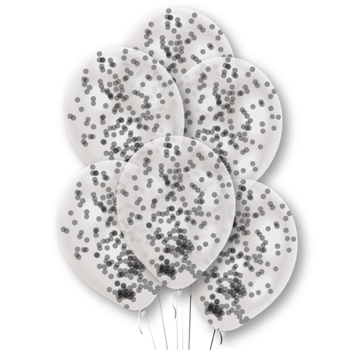 Black Confetti Clear Latex Balloons - 11"