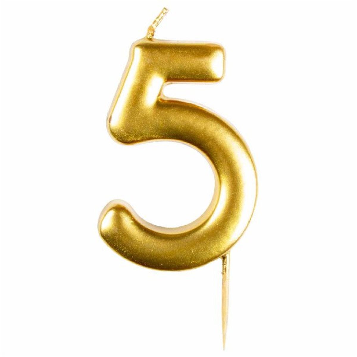 Number 5 Gold Candle