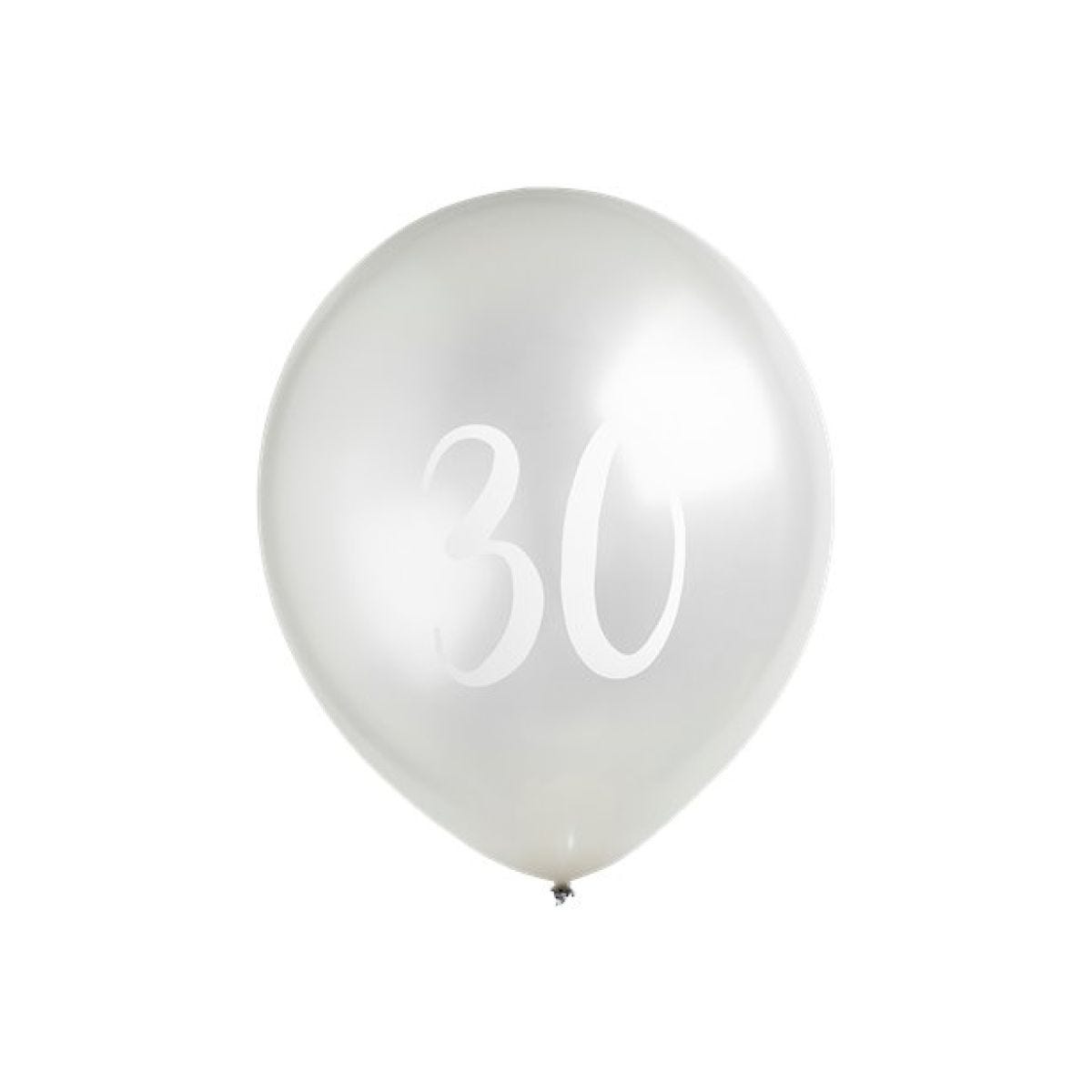 Silver 30th Milestone Balloons - 12" Latex